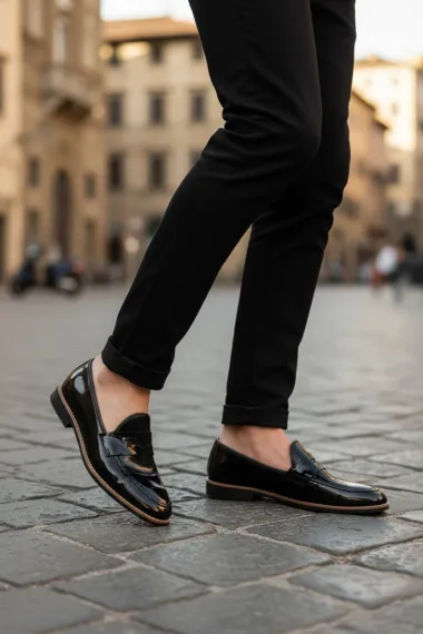 Mocasini barbati negri, tapla subtire, piele eco, comozi 12221 N3.N4-1